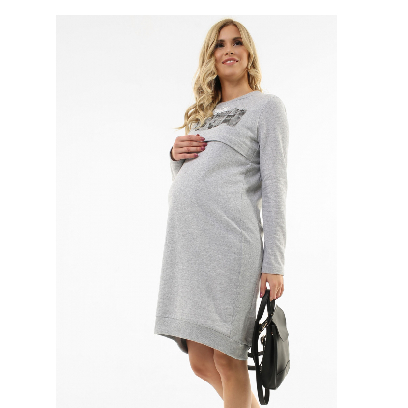 Утепленное платье для беременных и кормящих